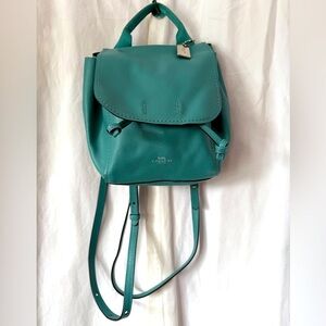 COACH Derby Turquoise Leather Small Mini Backpack Purse Bag Purple Liner